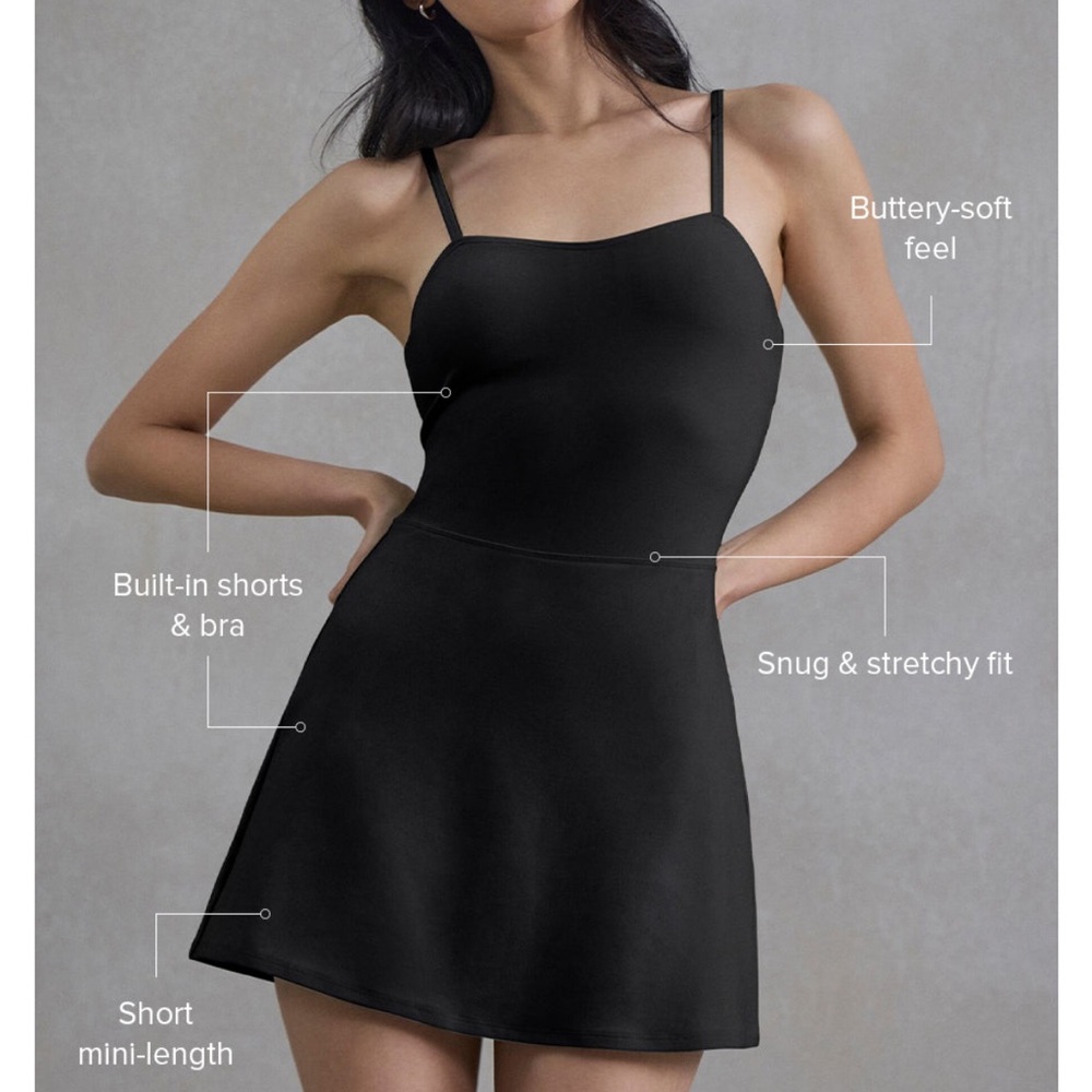 ALO Alosoft Courtside Tennis Dress, Black, size S